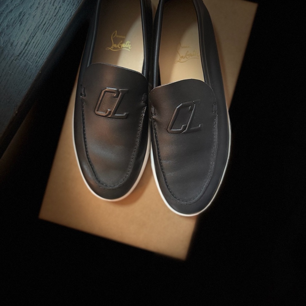 Christian Louboutin Navy Leather Loafers